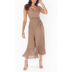 Show Me Your Mumu Claire Midi Bridesmaid Formal Dress Soft Beige NWT XS